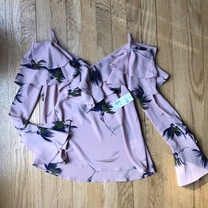 NWT Chiffon Off the Shoulder Printed Blouse